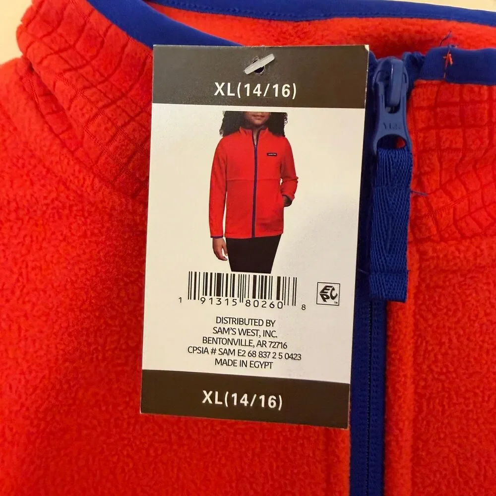 Nwt Lands End Fleece Jacket Youth Girls XL 14/16 red